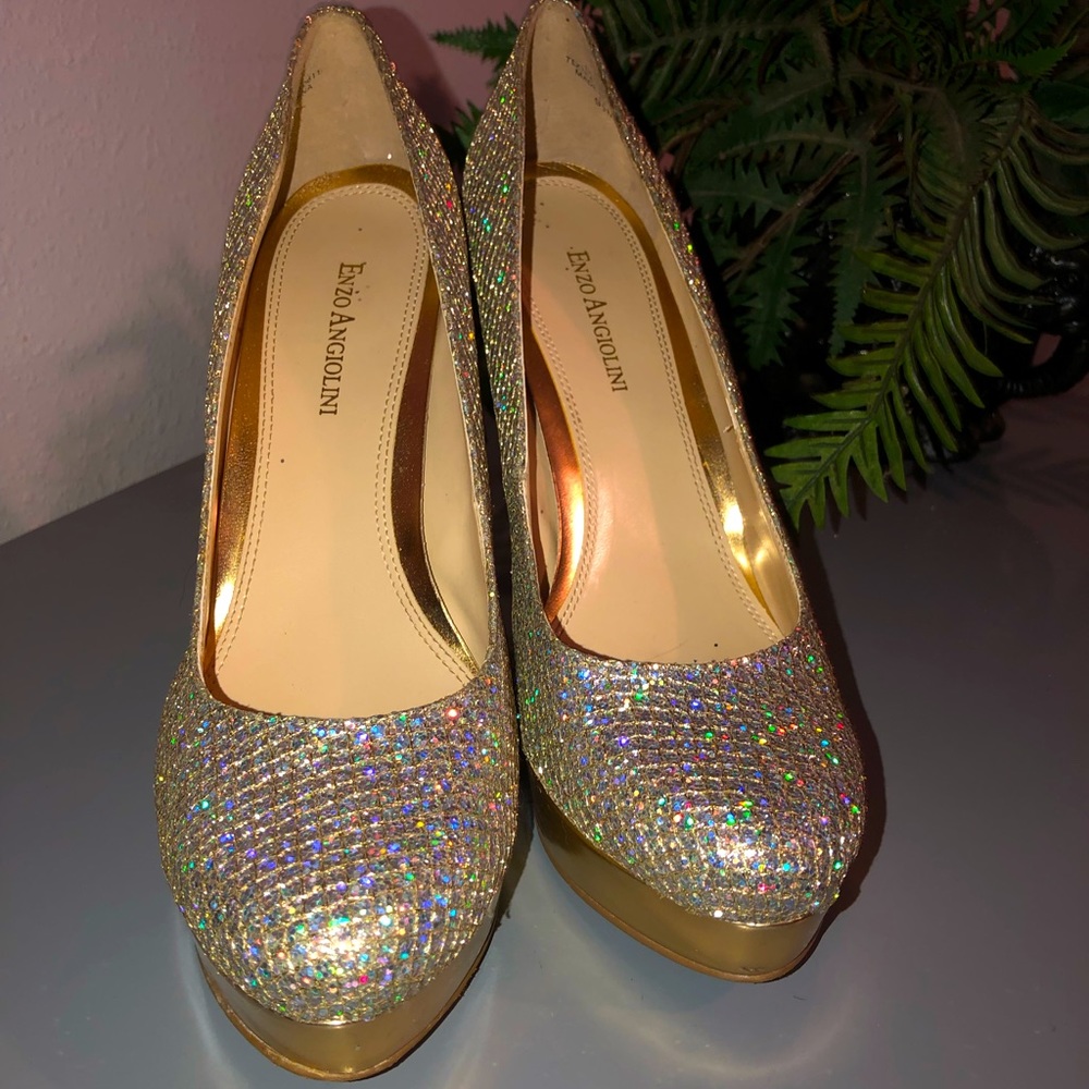 Strikingly Gorgeous Gold & Silver Sparkly Enzo Angiolini Pumps💋✨
